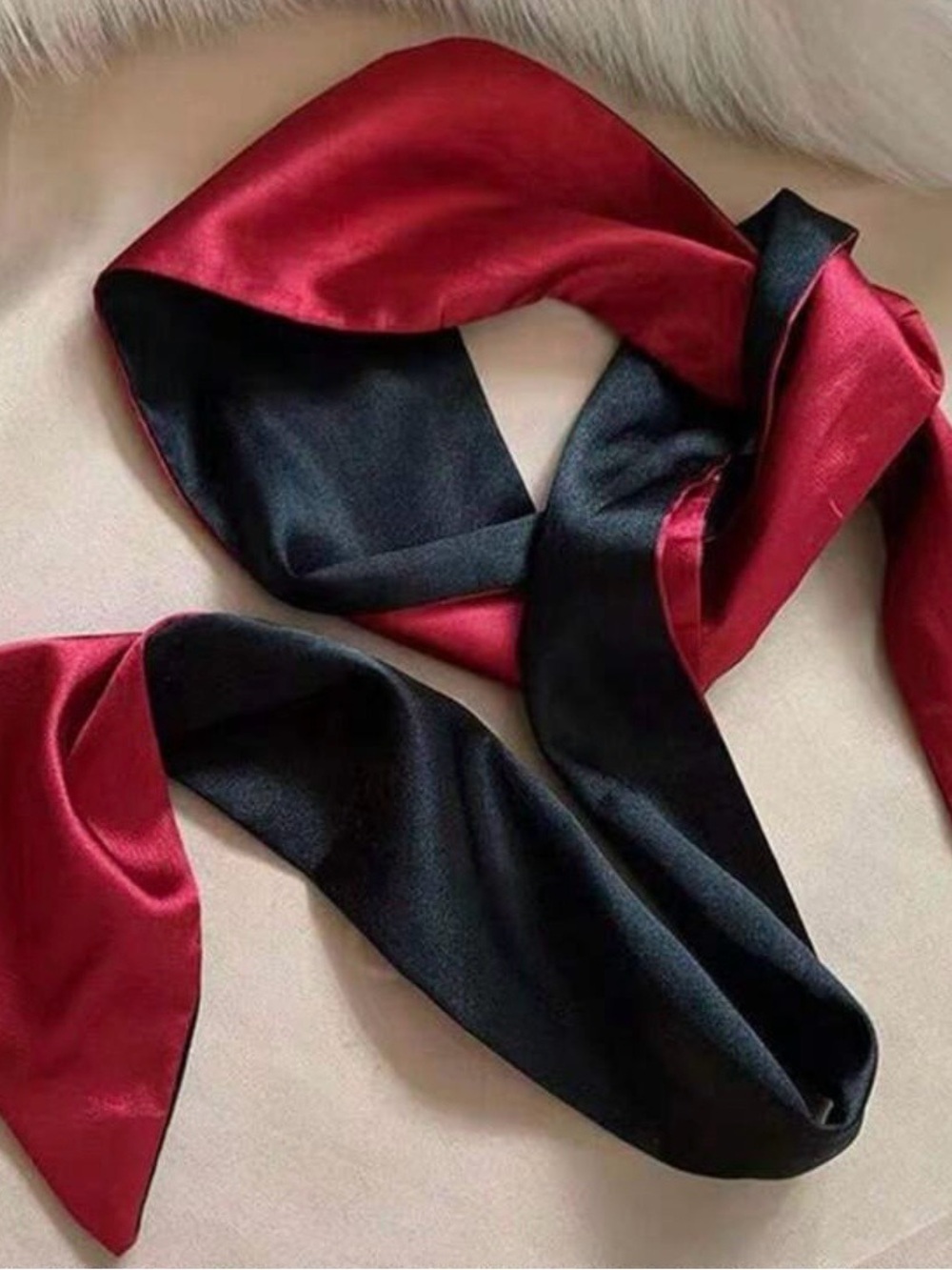Silky Reversible Red and Black Women's Scarf